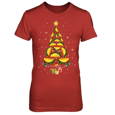 Funny Tacos Christmas Tree Ugly Christmas Sweater-T-Shirt & Sweatshirt-Women's T-Shirt-Red