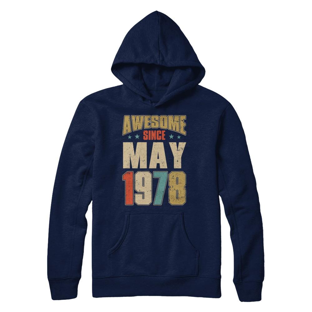 Vintage Retro Awesome Since May 1978 43th Birthday-T-Shirt & Hoodie-Pullover Hoodie-Navy