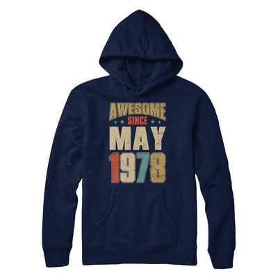 Vintage Retro Awesome Since May 1978 43th Birthday-T-Shirt & Hoodie-Pullover Hoodie-Navy