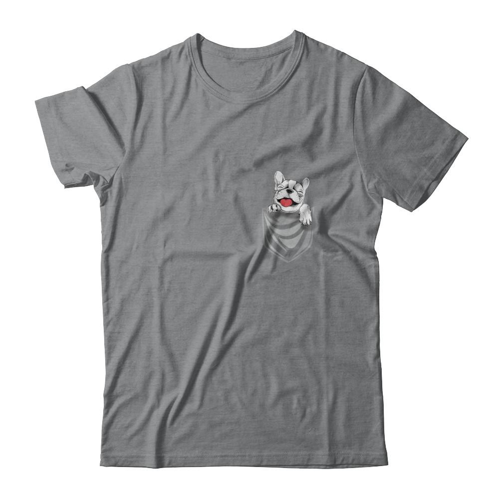 Funny Pocket French Bulldog Frenchie Dog Gift-T-Shirt & Hoodie-Classic T-Shirt-Sport Grey