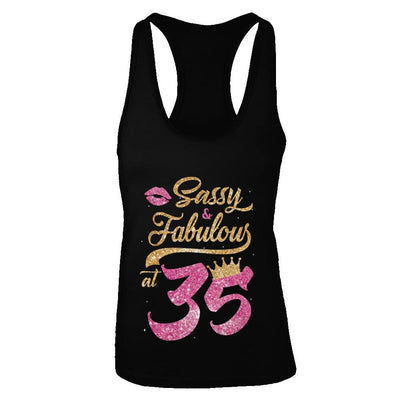Sassy And Fabulous At 35th 1986 Birthday Gift-T-Shirt & Tank Top-Women's Ideal Racerback Tank-Black