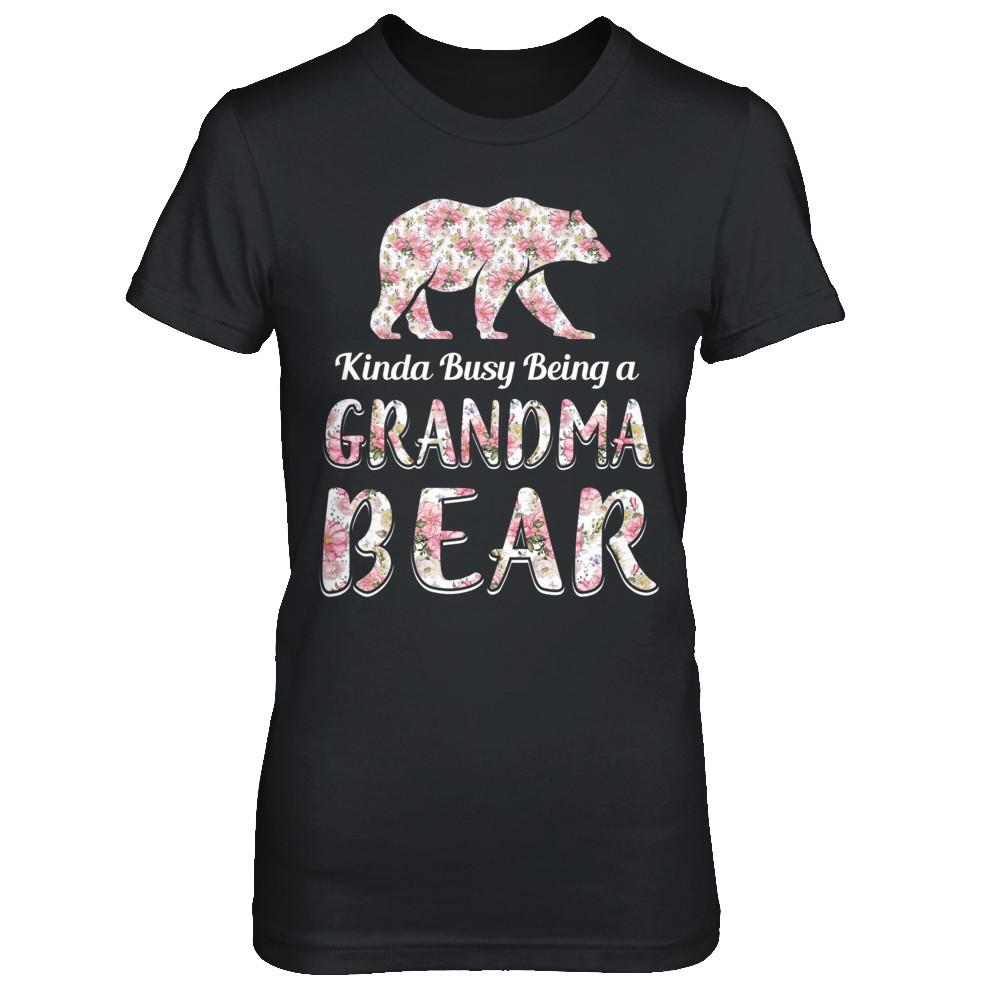Grandma Bear Dinosaur Kinda Busy Being A Grandmabear-T-Shirt & Hoodie-Women's T-Shirt-Black