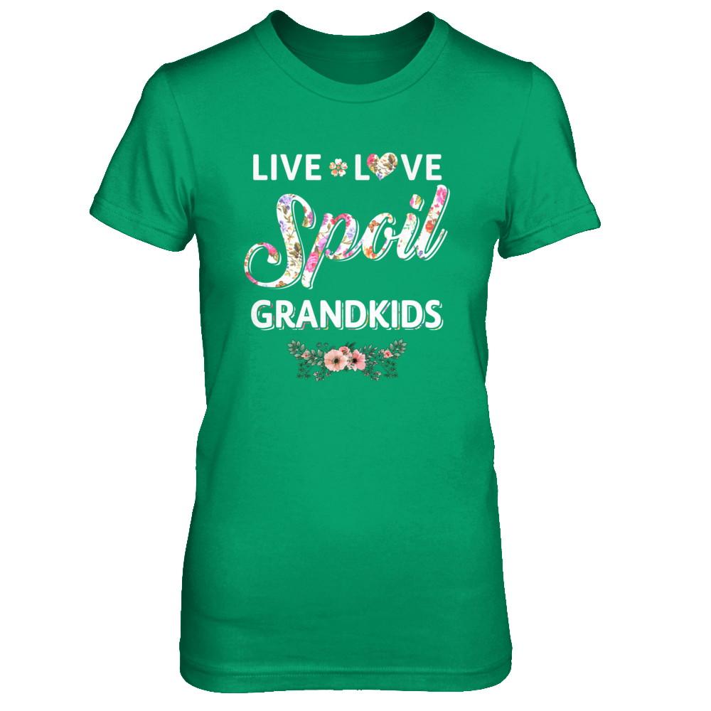 Funny Grandma Live Love Spoil Grandkids Mothers Day-T-Shirt & Hoodie-Women's T-Shirt-Irish Green