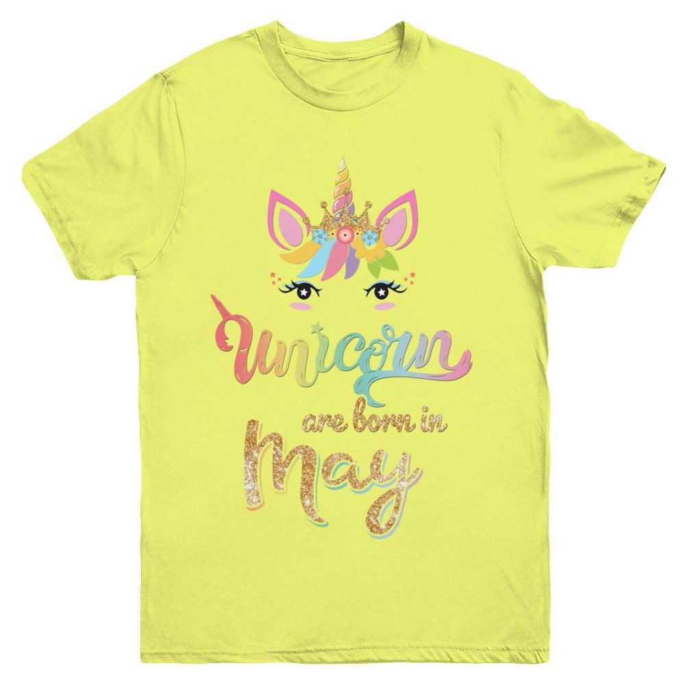 Cute Unicorns Are Born In May Birthday Gift Youth-Youth Shirt-Youth T-Shirt-Daisy