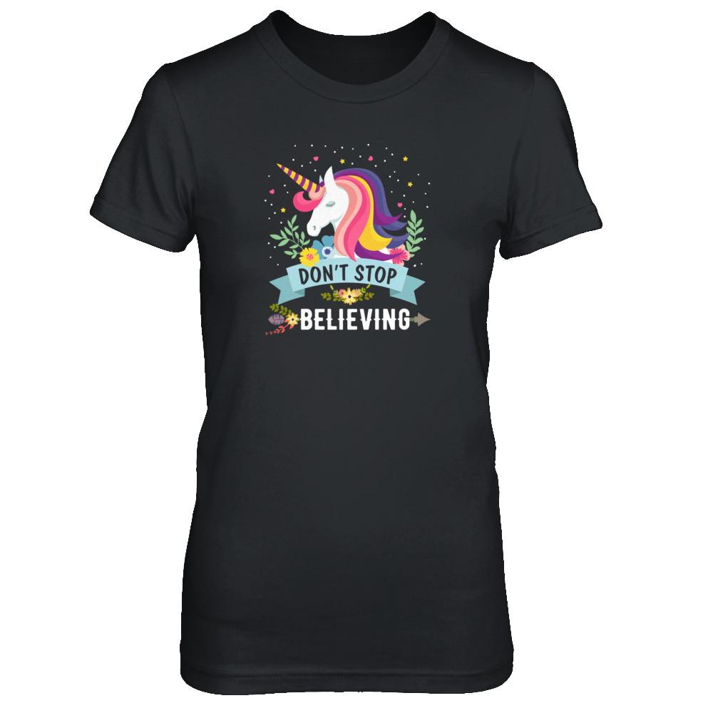 Unicorn Don't Stop Believing-T-Shirt & Tank Top-Women's T-Shirt-Black