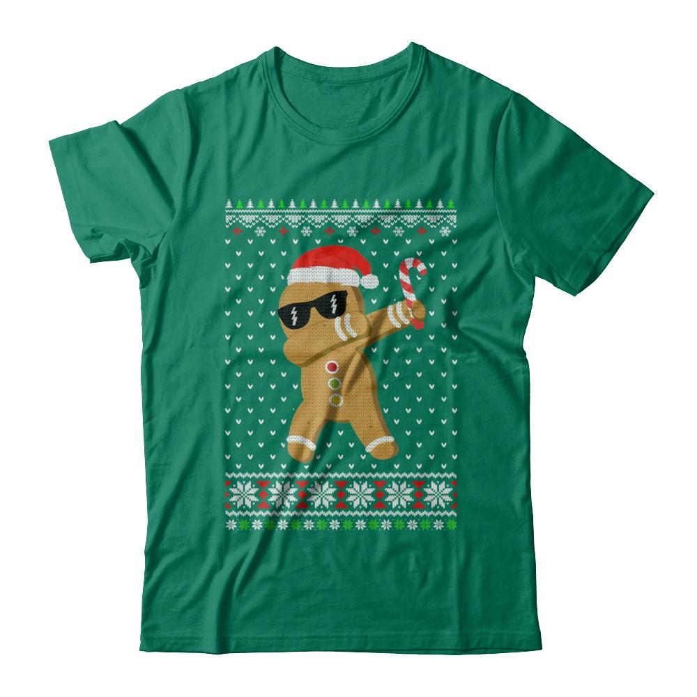 Dabbing Gingerbread Man Ugly Christmas Sweater-T-Shirt & Sweatshirt-Classic T-Shirt-Kelly Green