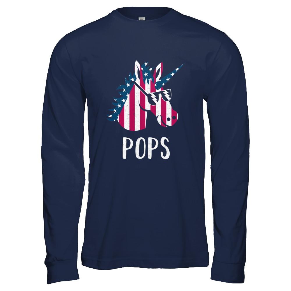 Patriotic Pops Unicorn Americorn 4Th Of July-T-Shirt & Hoodie-Long Sleeve T-Shirt-Navy