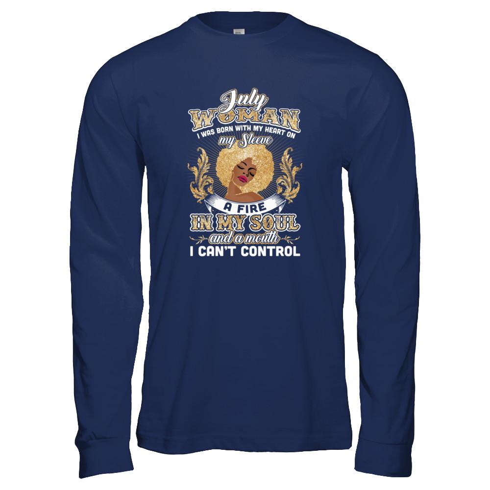 I'm A July Woman Funny Birthday-T-Shirt & Tank Top-Long Sleeve T-Shirt-Navy