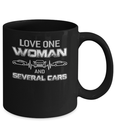 Love One Woman And Several Cars Mug-Coffee Mug-11oz Mug-Black
