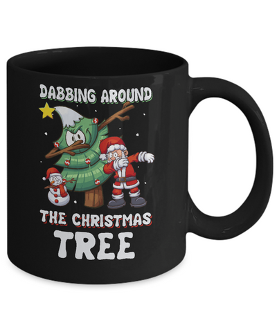 Dabbing Santa Around Christmas Tree Mug-Coffee Mug-11oz Mug-Black