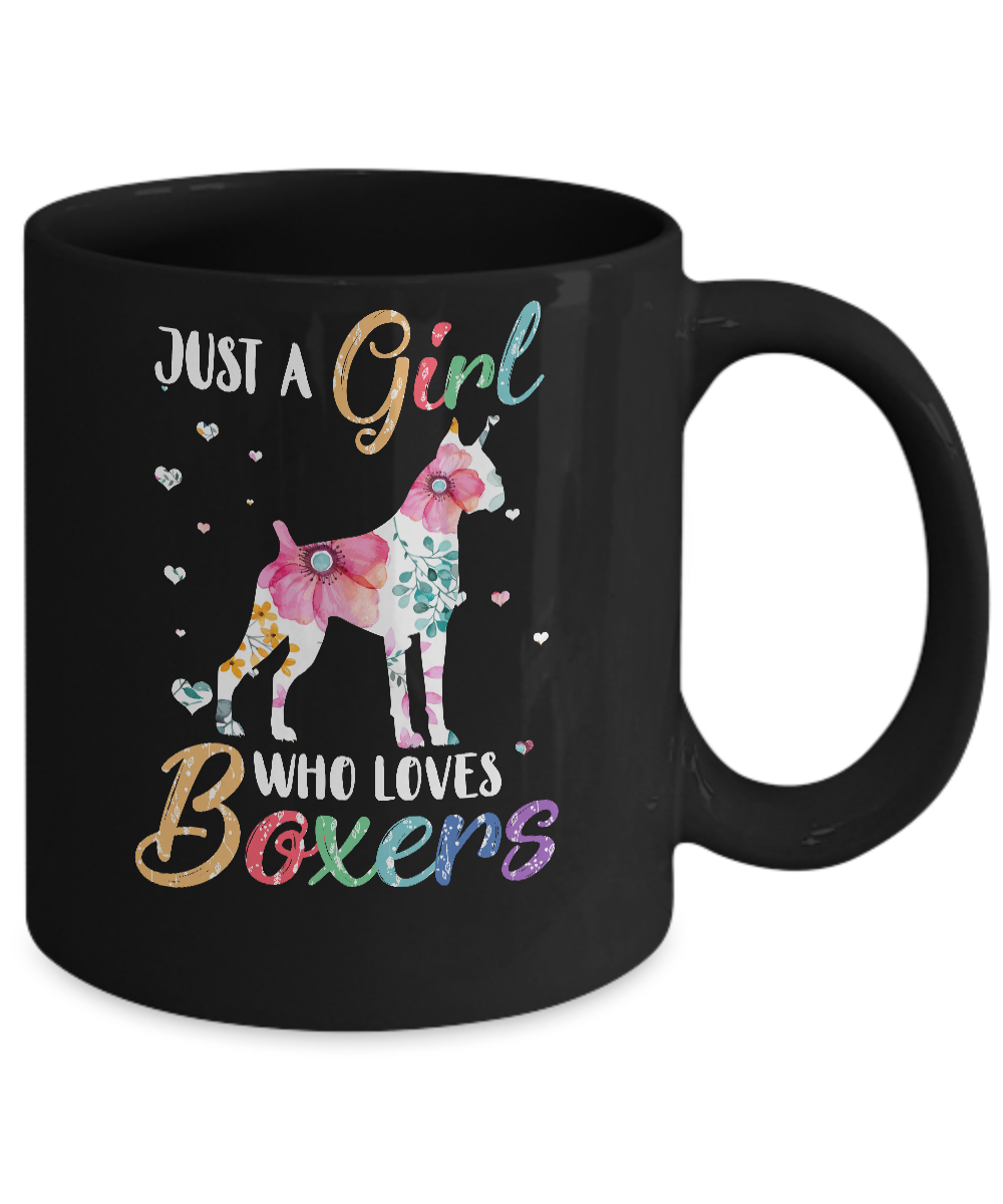 Just A Girl Who Loves Boxers Cute Boxer Lover Mug-Coffee Mug-11oz Mug-Black