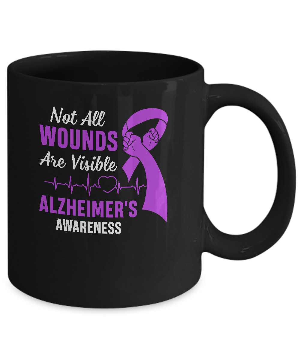Alzheimer's Awareness Purple Not All Wounds Are Visible Mug-Coffee Mug-11oz Mug-Black