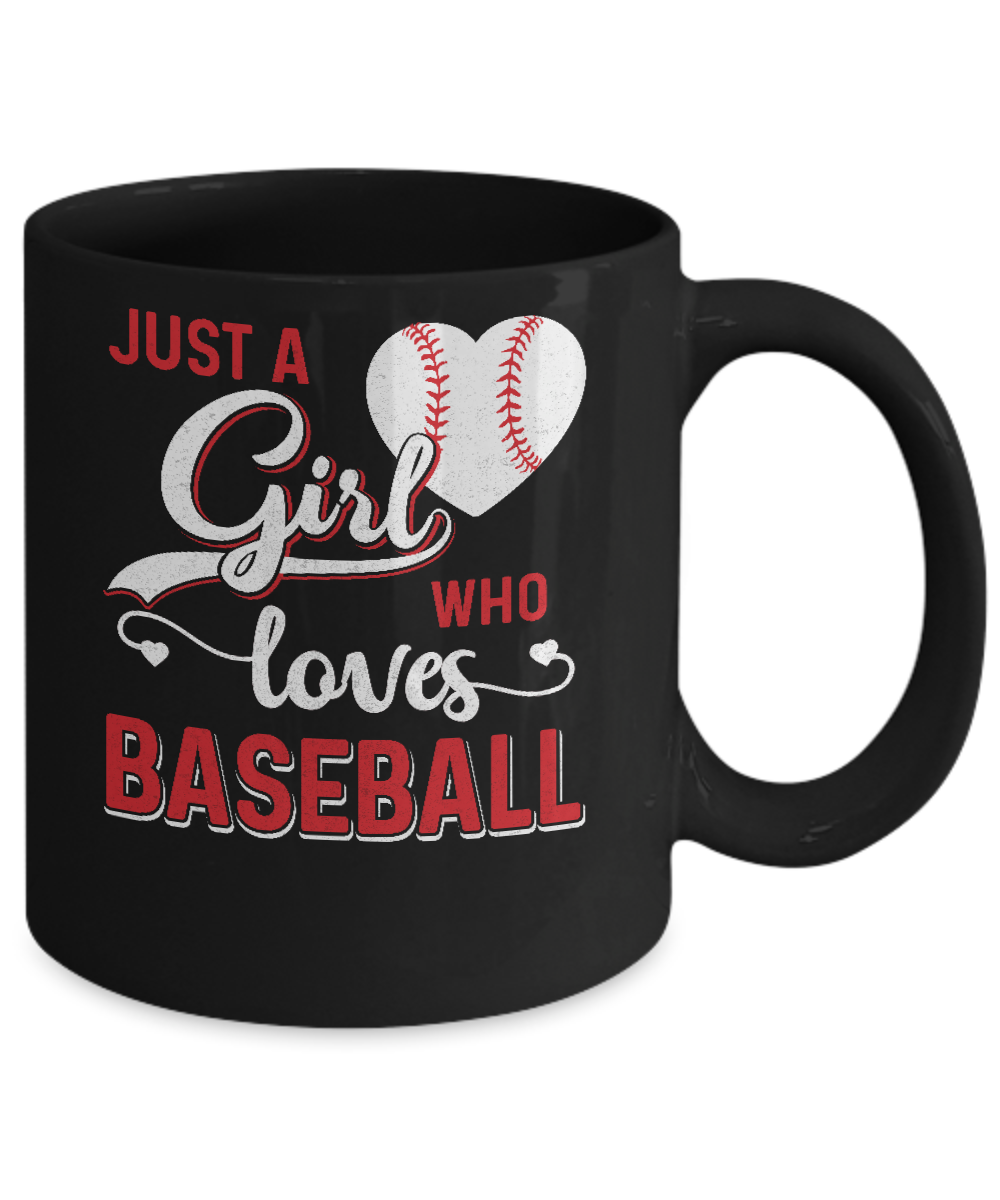 Just A Girl Who Loves Baseball Mug-Coffee Mug-11oz Mug-Black