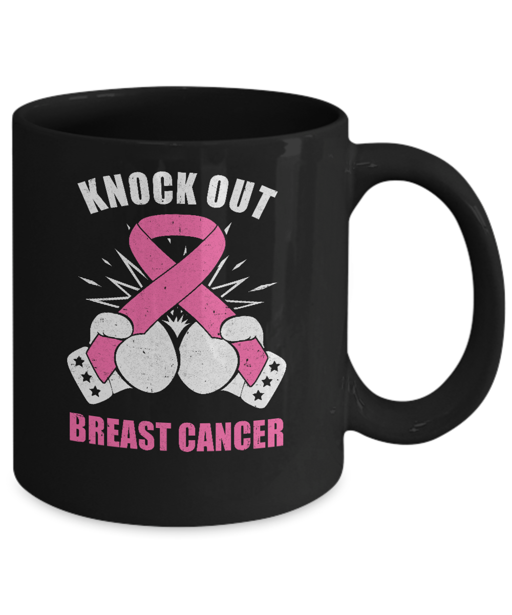 Boxing Knock Out Breast Cancer Awareness Support Mug-Coffee Mug-11oz Mug-Black