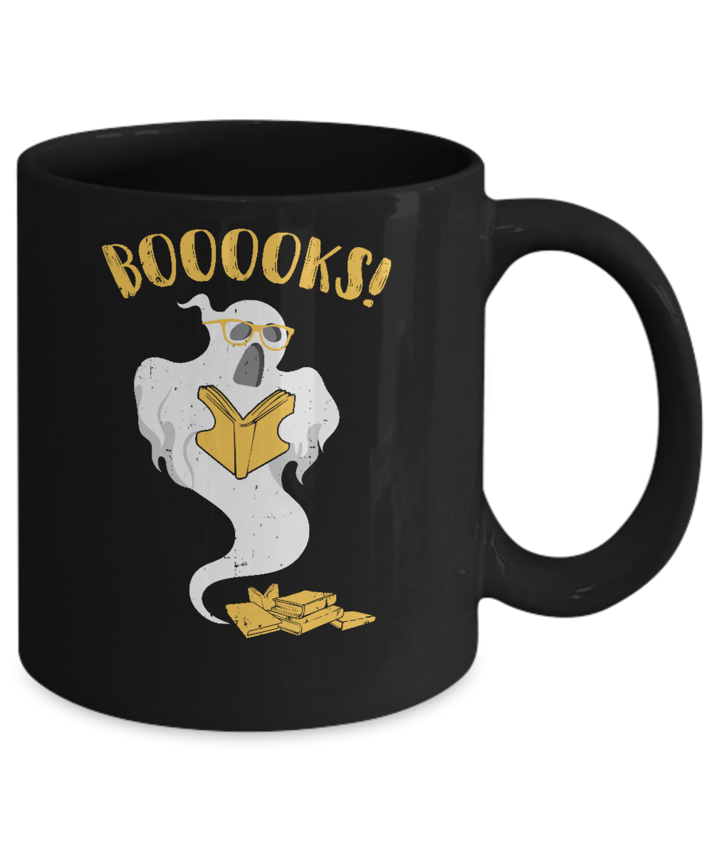 Book Reader Nerd Ghost Reading Books Halloween Mug-Coffee Mug-11oz Mug-Black