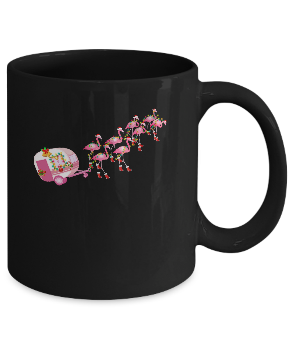 Flamingo Camper Christmas Santa Gift For Glamping Holiday Mug-Coffee Mug-11oz Mug-Black