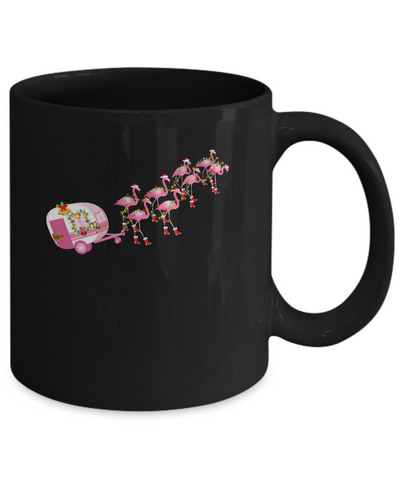 Flamingo Camper Christmas Santa Gift For Glamping Holiday Mug-Coffee Mug-11oz Mug-Black
