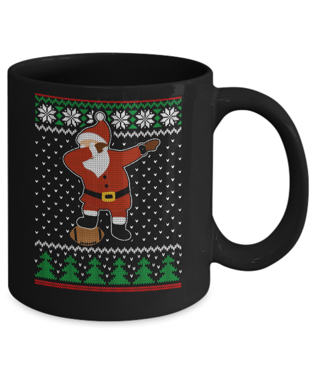 Dabbing Santa Football Ugly Sweater Christmas Mug-Coffee Mug-11oz Mug-Black