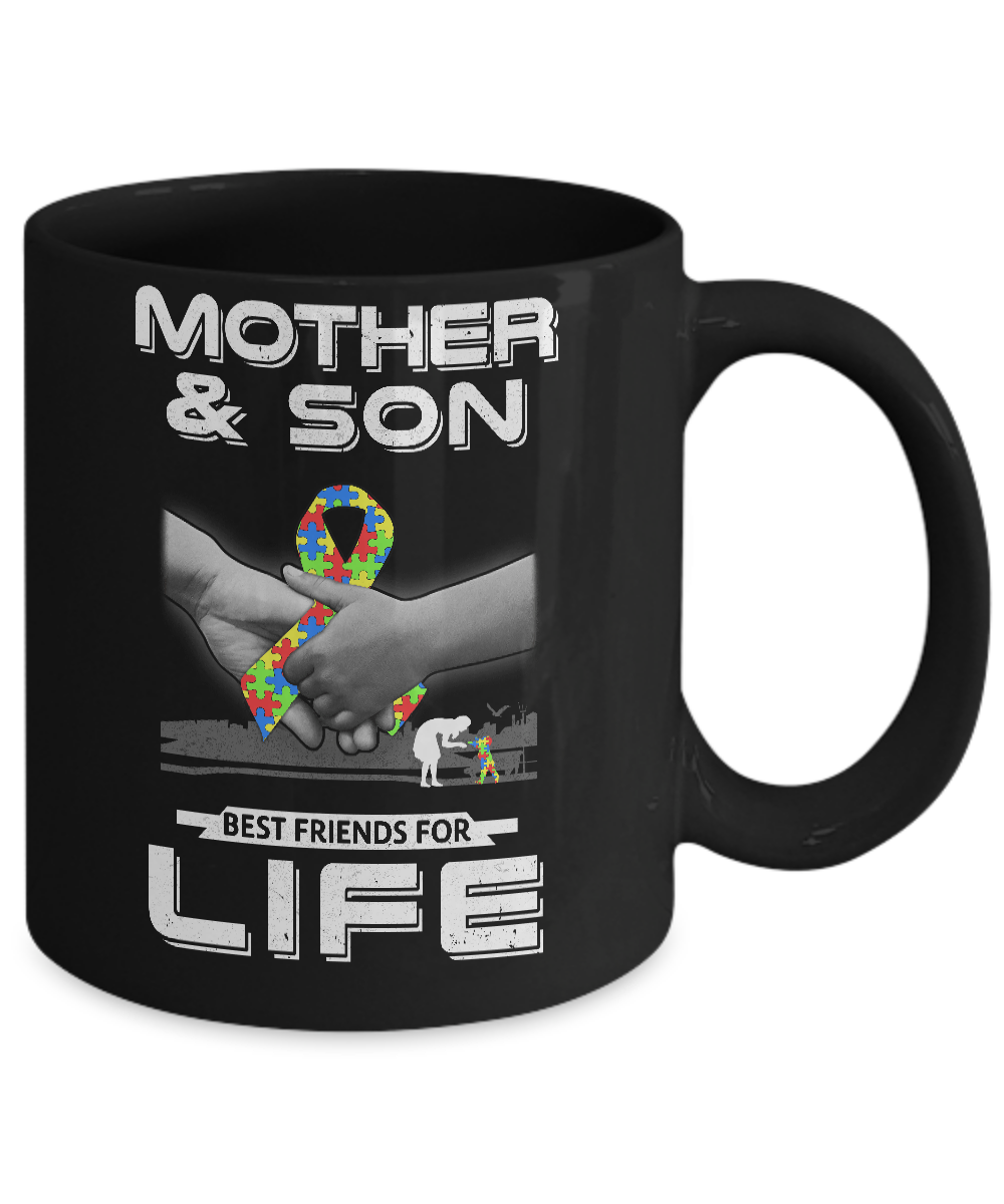 Autism Awareness Mother And Son Best Friends For Life Mug-Coffee Mug-11oz Mug-Black