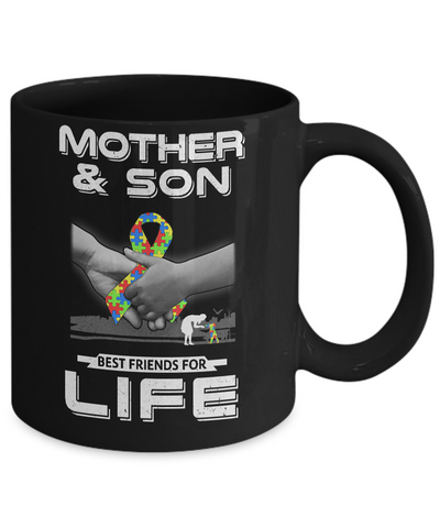 Autism Awareness Mother And Son Best Friends For Life Mug-Coffee Mug-11oz Mug-Black
