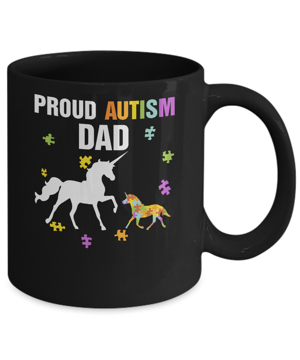 Proud Autism Dad Unicorn Autism Awareness Mug-Coffee Mug-11oz Mug-Black