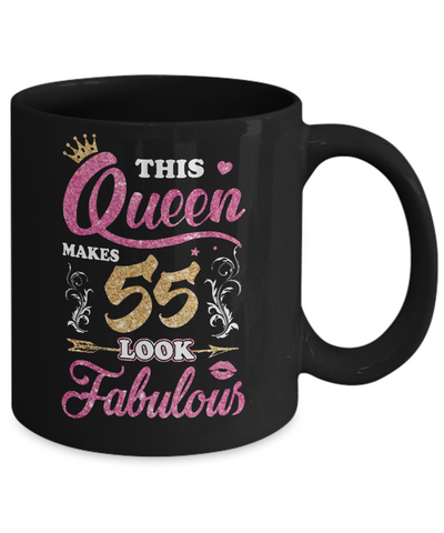 This Queen Makes 55 Look Fabulous 1966 55th Birthday Mug-Coffee Mug-11oz Mug-Black