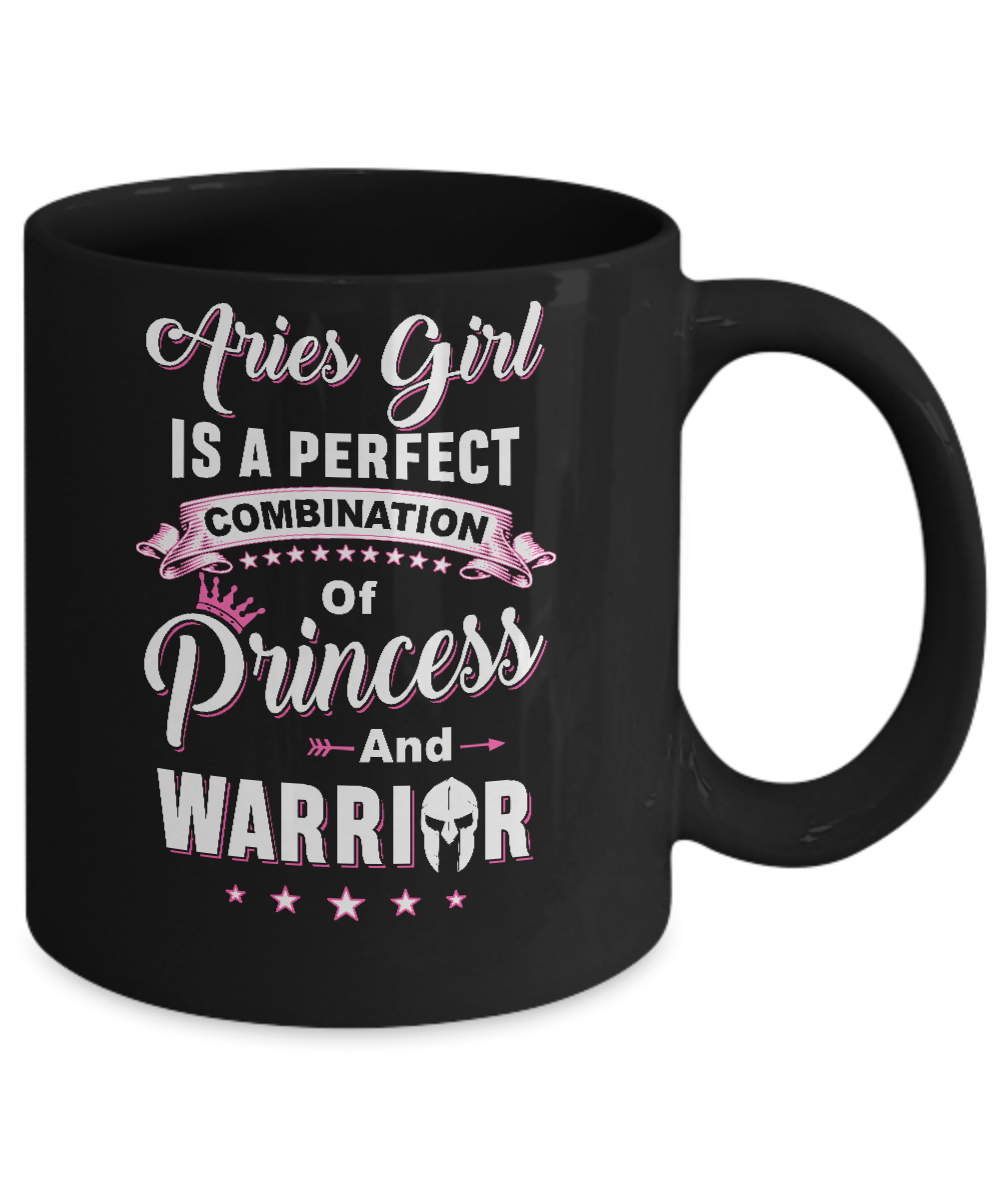 Aries Girl Princess Warrior March April Birthday Mug-Coffee Mug-11oz Mug-Black