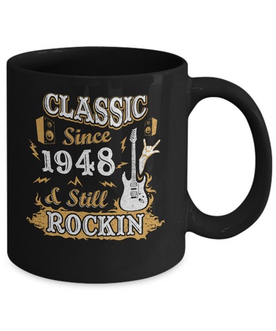 Vintage Classic Since 1948 With Rockin 73th Birthday Mug-Coffee Mug-11oz Mug-Black