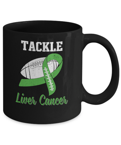 Football Survivor Tackle Green Liver Cancer Awareness Mug-Coffee Mug-11oz Mug-Black