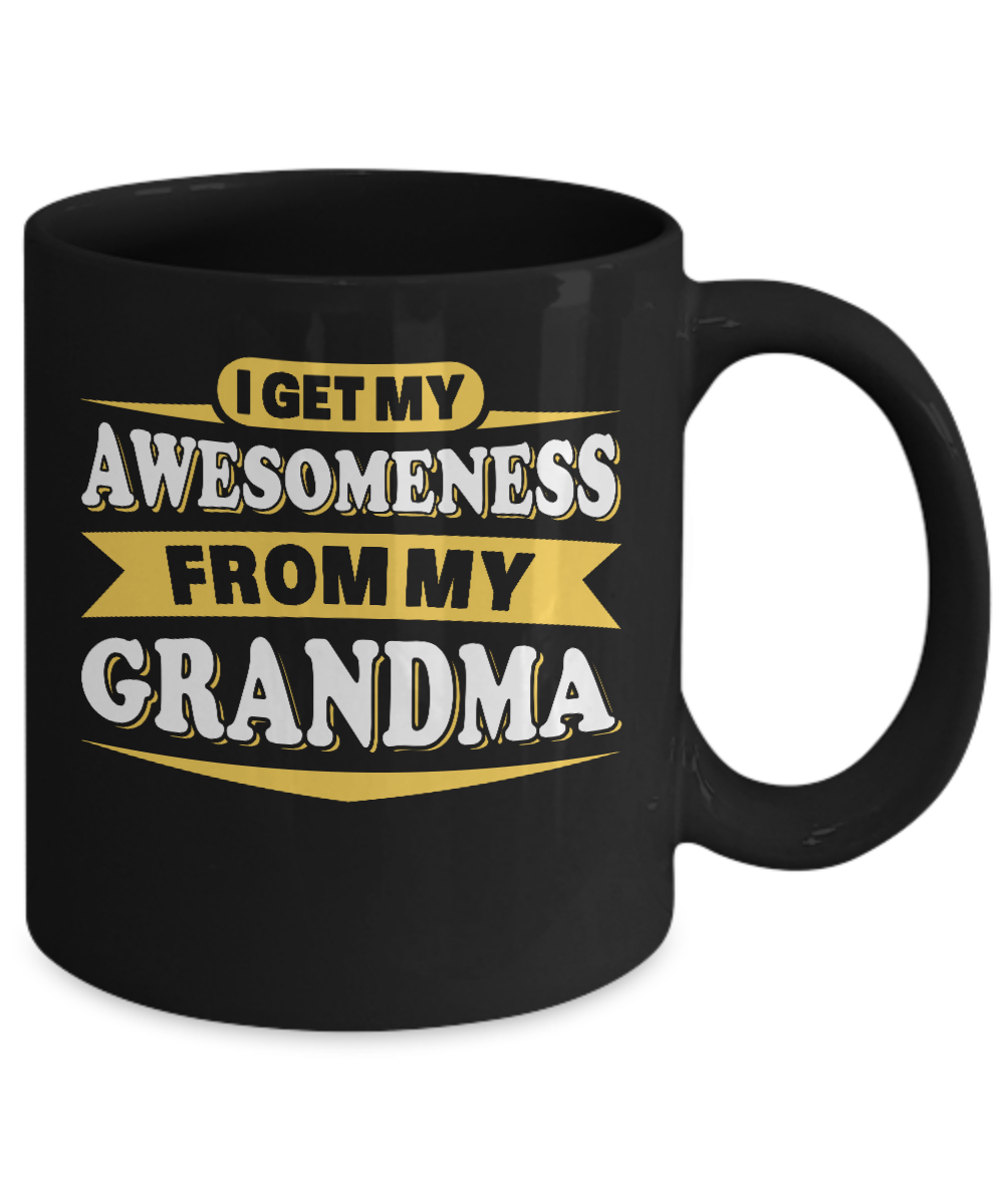I Get My Awesomeness From My Grandma Youth Mug-Coffee Mug-11oz Mug-Black