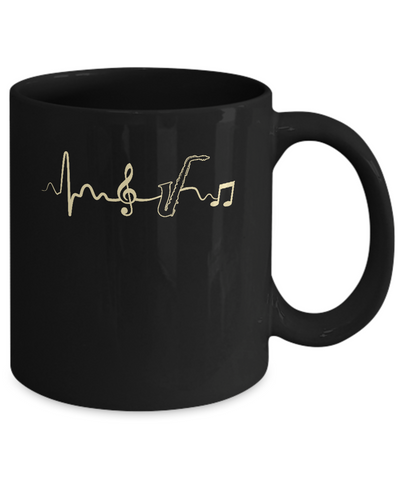 Saxophone Heartbeat Musician Mug-Coffee Mug-11oz Mug-Black