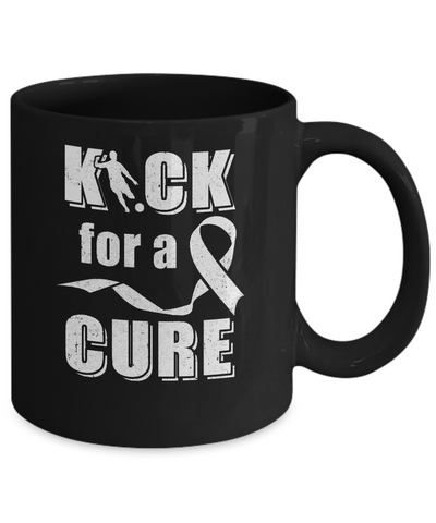 Kick For A Cure Soccer Clear Lung Cancer Awareness Mug-Coffee Mug-11oz Mug-Black