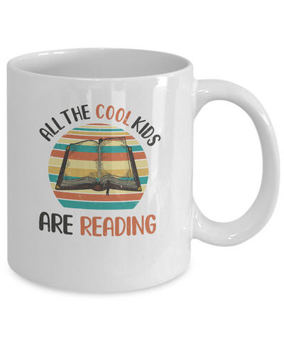 Retro Vintage Sunset All The Cool Kids Are Reading Mug-Coffee Mug-11oz Mug-White