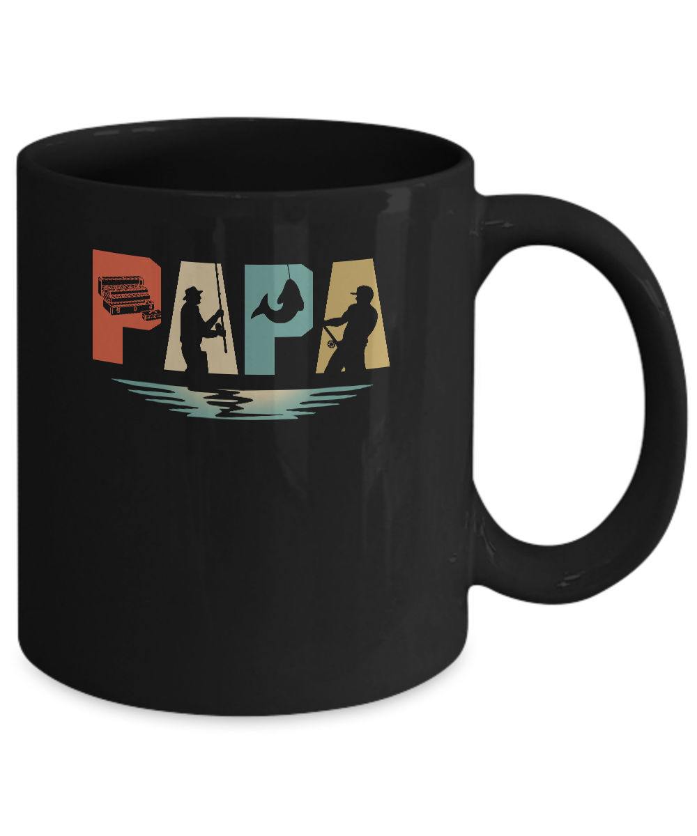 Vintage Fishing Papa Father's Day Gift Mug-Coffee Mug-11oz Mug-Black