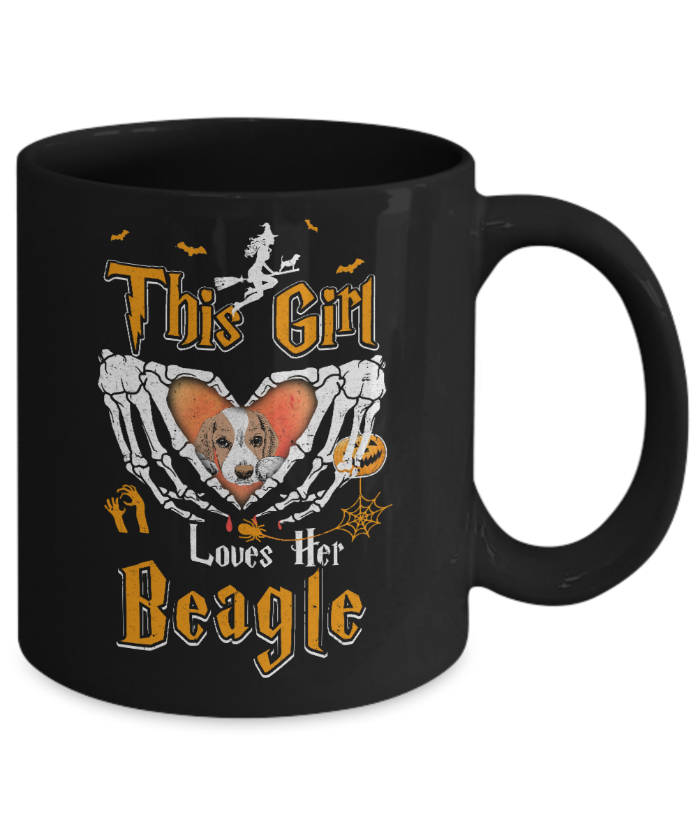 This Girl Love Her Dog Beagle Halloween Mug-Coffee Mug-11oz Mug-Black