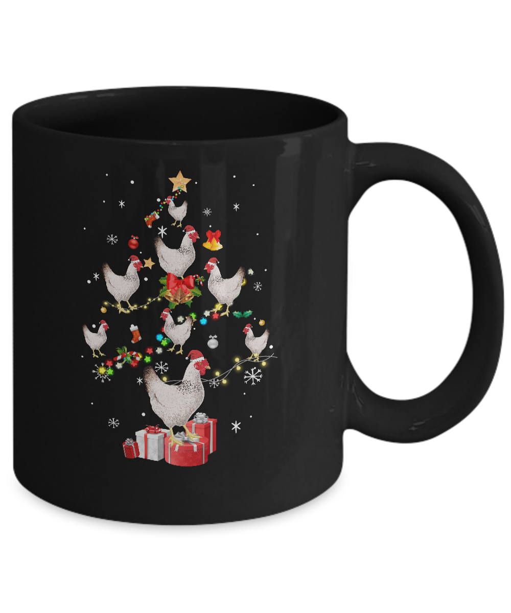 Farmer Chicken Christmas Tree Decor Xmas Gift Mug-Coffee Mug-11oz Mug-Black
