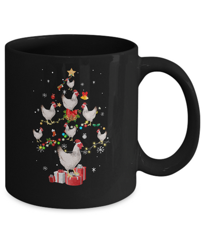 Farmer Chicken Christmas Tree Decor Xmas Gift Mug-Coffee Mug-11oz Mug-Black