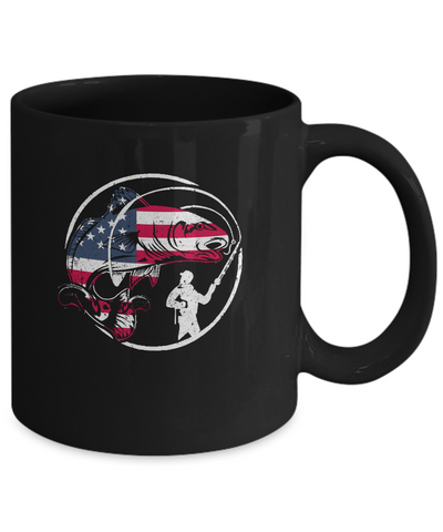 American Flag Fishing Vintage 4Th July Gifts Mug-Coffee Mug-11oz Mug-Black