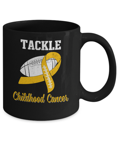Football Survivor Tackle Yellow Childhood Cancer Awareness Mug-Coffee Mug-11oz Mug-Black