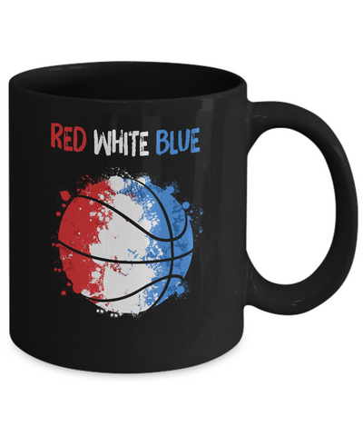 4Th Of July Red White Blue Basketball Lovers Patriotic Mug-Coffee Mug-11oz Mug-Black