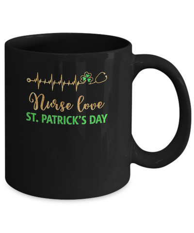 Stethoscope Love Shamrock Nurse St Patrick's Day Gifts Mug-Coffee Mug-11oz Mug-Black
