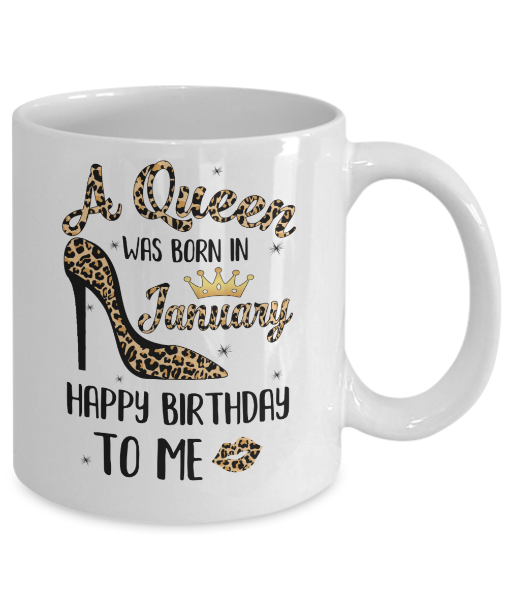 Born In January Girl Leopard High Heels Birthday Women Gift Mug-Coffee Mug-11oz Mug-White
