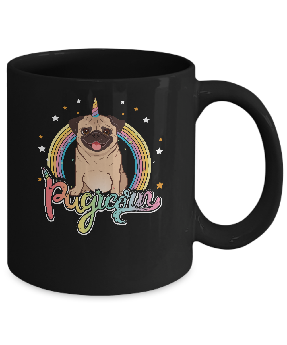 Rainbow Pugicorn Pug Unicorn For Kids Mug-Coffee Mug-11oz Mug-Black