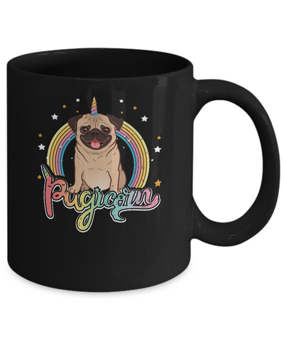 Rainbow Pugicorn Pug Unicorn For Kids Mug-Coffee Mug-11oz Mug-Black