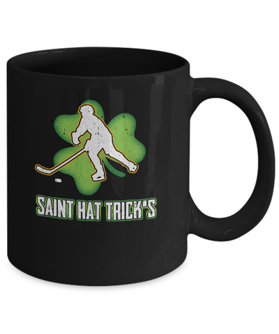 Saint Hat Trick's Hockey Shamrock St Patricks Day Mug-Coffee Mug-11oz Mug-Black