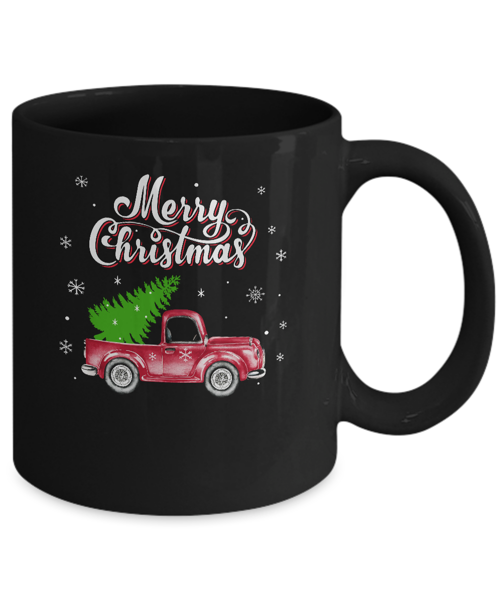 Snow Tree Truck Merry Christmas Mug-Coffee Mug-11oz Mug-Black