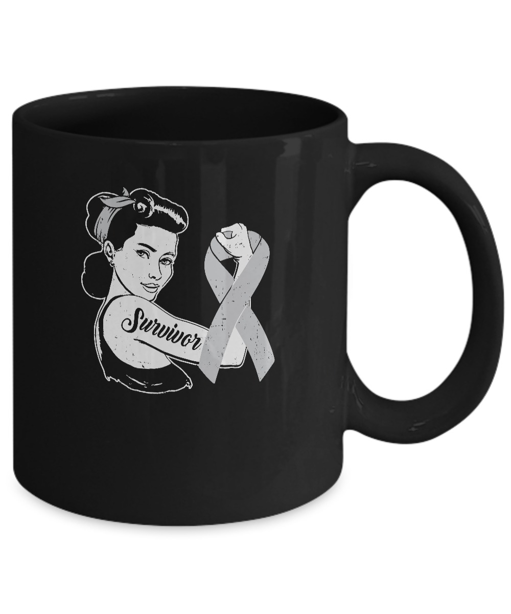 We Can Cure It Grey Brain Cancer Awareness Survivor Mug-Coffee Mug-11oz Mug-Black