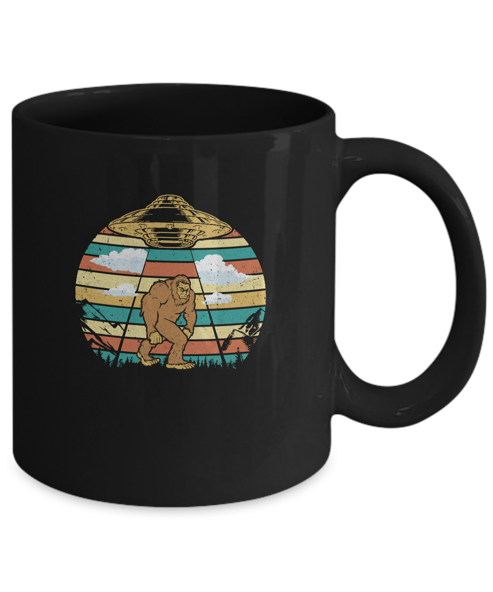 Vintage Retro Classic Bigfoot UFO Believe Gift Mug-Coffee Mug-11oz Mug-Black
