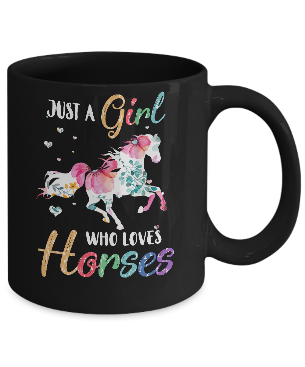 Just A Girl Who Loves Horses Cute Horse Lover Mug-Coffee Mug-11oz Mug-Black