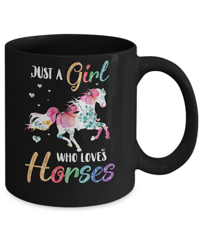 Just A Girl Who Loves Horses Cute Horse Lover Mug-Coffee Mug-11oz Mug-Black